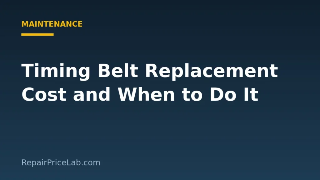 Timing belt replacement cost and when to do it