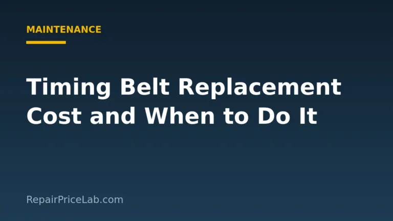 Timing Belt Replacement Cost and When to Do It